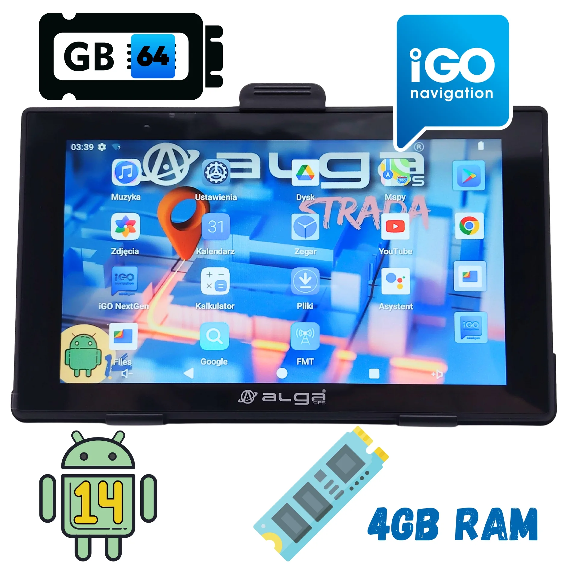 Nawigacja GPS ALGA-STRADA android 14, 4gb RAM, iGO NextGen Tir/Truck nowość - obrazek 8